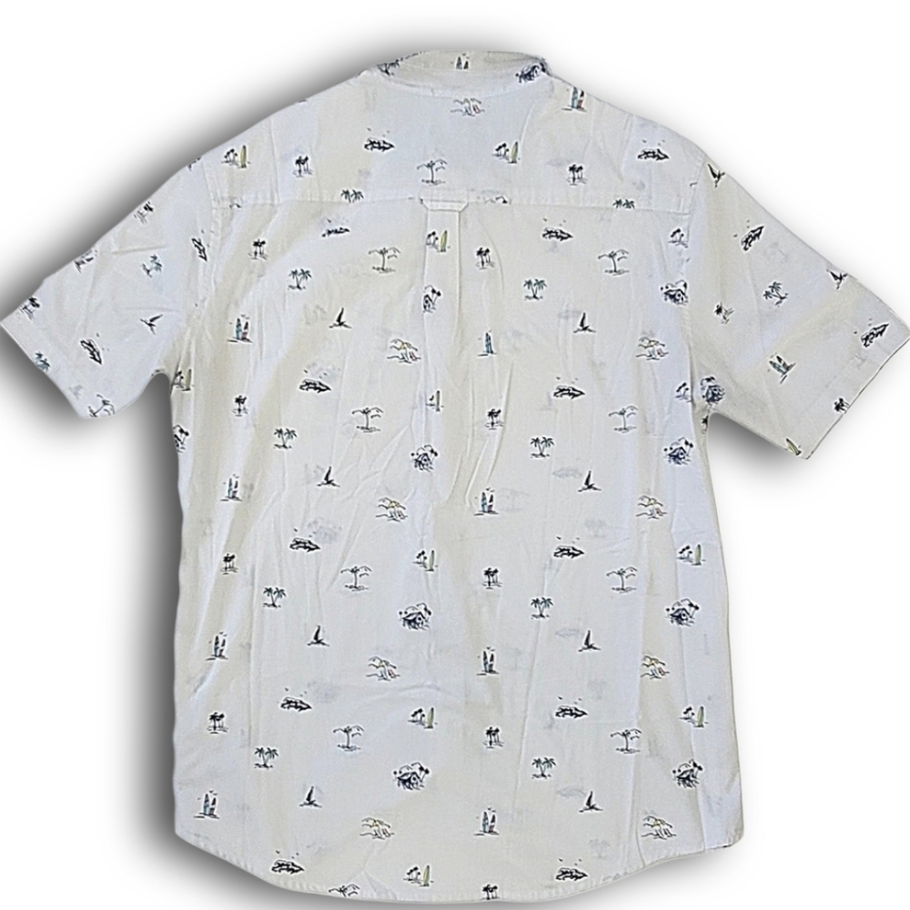 Chaps Mens' XL Tropical Short Sleeve Button Down Shirt Palm Tree Sailboat Print - Picture 3 of 6